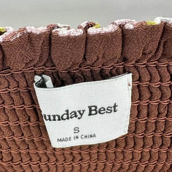 Aritzia Sunday Best Sinatra Blouse Top Womens Small Smocked Crop Floral Cottage - Picture 6 of 11